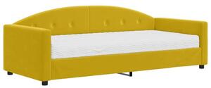 Sofa z materacem do spania, żółta, 90x200 cm, aksamit