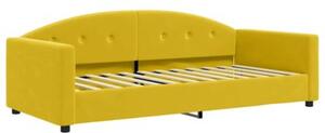 Sofa z materacem do spania, żółta, 90x200 cm, aksamit