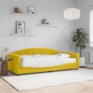 Sofa z materacem do spania, żółta, 90x200 cm, aksamit