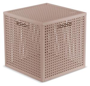 Szaroróżowy pojemnik z pokrywką z plastiku z recyklingu 28x28x28 cm Kaya Cube – Curver