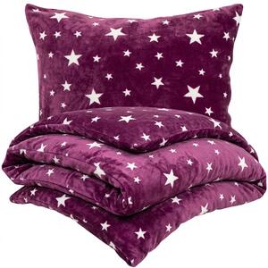 4Home Pościel mikroflanela Stars violet, 140 x 220 cm, 70 x 90 cm
