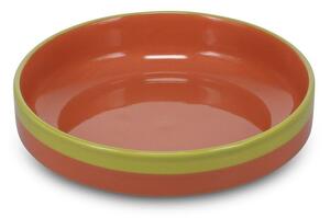 Zielony/pomarańczowy głęboki kamionkowy talerz ø 21 cm Duo – ONA