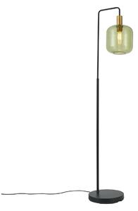 Lampa podłogowa w stylu Hotel Chic czarno-złota z zielonym szkłem - Zuzanna