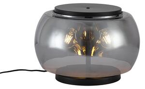 Designerska lampa stołowa czarna z przydymionym szkłem 3-źródła światła - Bino