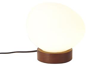 Lampa stołowa Japandi drewniana z opalowym szkłem - Sally