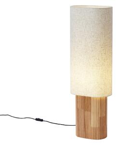 Lampa podłogowa Japandi drewniana z lnianym abażurem 90 cm - Lamel