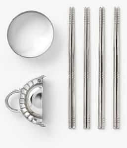 Beżowy zestaw pałeczek ze stali nierdzewnej dla 4 osób The Essentials - Dumpling Tools – Printworks