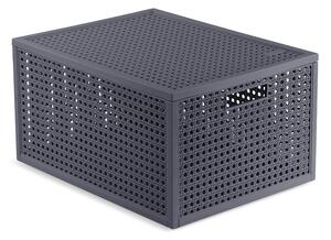 Ciemnoszary pojemnik z pokrywką z plastiku z recyklingu 30x38x21 cm Kaya – Curver