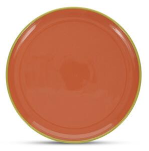 Zielony/pomarańczowy kamionkowy talerz ø 26 cm Duo – ONA