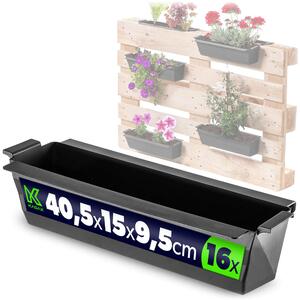 Doniczka do europalet Veere 40.5 cm czarna 16 szt
