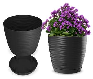 Doniczka na kwiaty z podstawką 17 cm, antracytowa