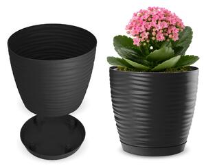 Doniczka na kwiaty z podstawką 13 cm, antracytowa