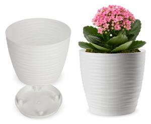 Doniczka na kwiaty z podstawką 13 cm, biała