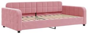 Sofa z materacem do spania, różowa, 100x200 cm, aksamit
