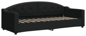 Sofa rozsuwana z szufladami, czarna, 80x200 cm, tkanina
