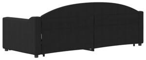 Sofa rozsuwana z szufladami, czarna, 80x200 cm, tkanina
