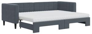 Sofa rozsuwana z materacami, ciemnoszara, 80x200 cm, aksamit