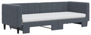 Sofa rozsuwana z materacami, ciemnoszara, 80x200 cm, aksamit