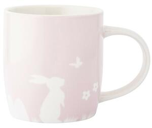 Altom Kubek porcelanowy Zając z motylem, 360 ml,różowy