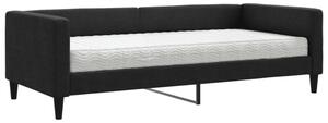 Sofa z materacem, czarna, 90x190 cm, tkanina