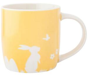 Altom Kubek porcelanowy Zając z motylem, 360 ml,żółty