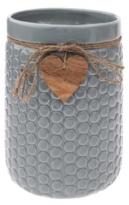 Wazon ceramiczny Wood heart jasnoniebieski, 14 x20 cm