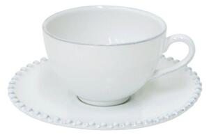 Biała kamionkowa filiżanka ze spodkiem Costa Nova Pearl, 250 ml