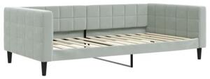 Sofa z materacem do spania, jasnoszara, 100x200 cm, aksamit