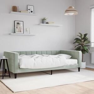 Sofa z materacem do spania, jasnoszara, 100x200 cm, aksamit