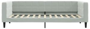 Sofa rozsuwana z szufladami, jasnoszara, 100x200 cm, aksamit