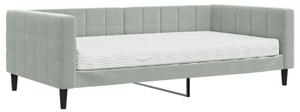 Sofa z materacem do spania, jasnoszara, 100x200 cm, aksamit
