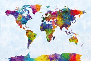 Plakat, Obraz Michael Tompsett - Watercolor World Map