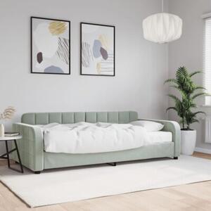 Sofa z materacem do spania, jasnoszara, 90x190 cm, aksamit