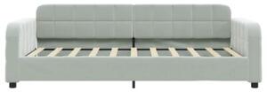 Sofa z materacem do spania, jasnoszara, 90x190 cm, aksamit
