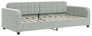 Sofa z materacem do spania, jasnoszara, 90x190 cm, aksamit