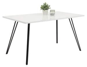 Stół do jadalni - Stół z czterema nogami - Wykończenie lakierowane - Rama metalowa w kształcie litery V - 140 x 76 x 80 cm - Biały