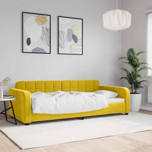 Sofa z funkcją spania, żółta, 90x200 cm, obita aksamitem