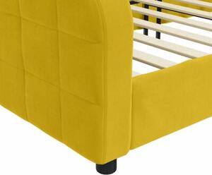 Sofa z funkcją spania, żółta, 90x200 cm, obita aksamitem