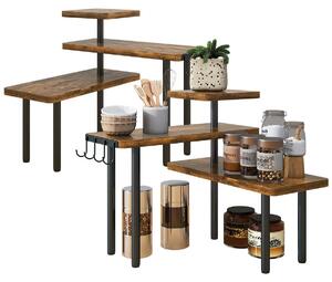 Półka kuchenna narożna - Zestaw 2 szt. - Brązowy - 63 x 17 x 40 cm - Organizer do przypraw