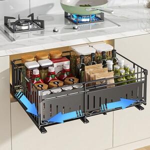 Organizer kuchenny wysuwany - Organizer do szafki bez wiercenia - 32,5 do 50 cm - Metal
