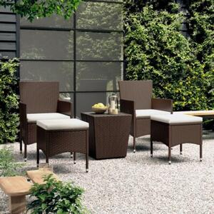 Zestaw Mebli Ogrodowych Bistro Z Poduszkami 5-Częściowy Brązowy Rattan Na Taras Balkon Ogród