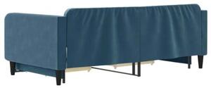 Sofa rozsuwana z szufladami, niebieska, 100x200 cm, aksamit