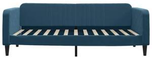 Sofa rozsuwana z szufladami, niebieska, 100x200 cm, aksamit