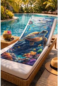 Ręcznik Plażowy Kąpielowy Szybkoschnący Na Basen 70x140cm Mikrofibra Żółw
