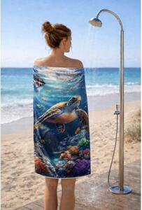 Ręcznik Plażowy Kąpielowy Szybkoschnący Na Basen 70x140cm Mikrofibra Żółw