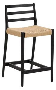 Czarno-naturalny hoker z litego drewna dębowego (wysokość siedziska 65 cm) Analy – Kave Home