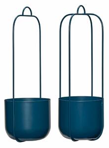 Niebieskie metalowe doniczki wiszące zestaw 2 szt. ø 16 cm Lotus – Hübsch