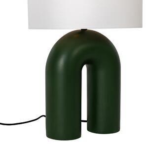 Designerska lampa stołowa zielona z białym lnianym abażurem - Lotti Oswietlenie wewnetrzne