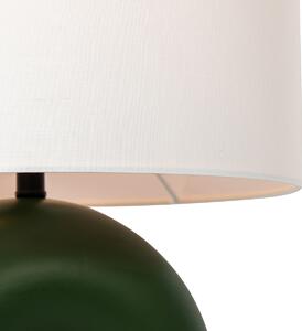 Designerska lampa stołowa zielona z białym lnianym abażurem - Lotti Oswietlenie wewnetrzne