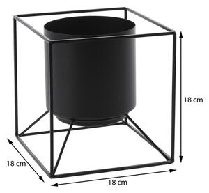 Czarna donica na stojaku 18 cm